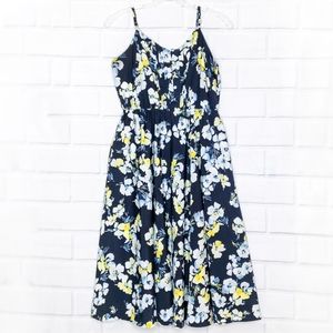 LAUREN CONRAD》Navy Floral Sundress》Elastic Waist